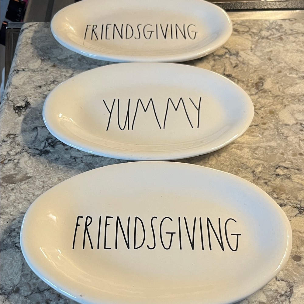 Rae Dunn Cream Oval Plates - Friendsgiving and Yummy